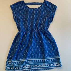 Pink Rose brand Cap-Sleeve Midi Dress, Blue & Teal Print, Junior's L